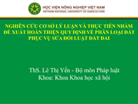 Seminar Khoa học “Nghiên cứu lý luận và thực tiễn nhằm đề xuất hoàn thiện quy định về phân loại đất phục vụ sửa đổi luật đất đai”