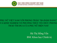 Seminar Khoa học “Phụ nữ Việt Nam với phong trào ba đảm đang và kinh nghiệm về phương thức tổ chức phong trào thi đua của phụ nữ hiện nay”