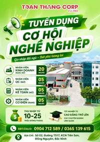CÔNG TY CỔ PHẦN THUỐC THÚ Y TOÀN THẮNG TUYỂN DỤNG
