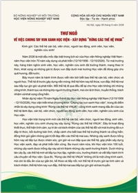 THƯ NGỎ VỀ VIỆC CHUNG TAY VUN XANH HỌC VIỆN - XÂY DỰNG “RỪNG CÁC THẾ HỆ VNUA”